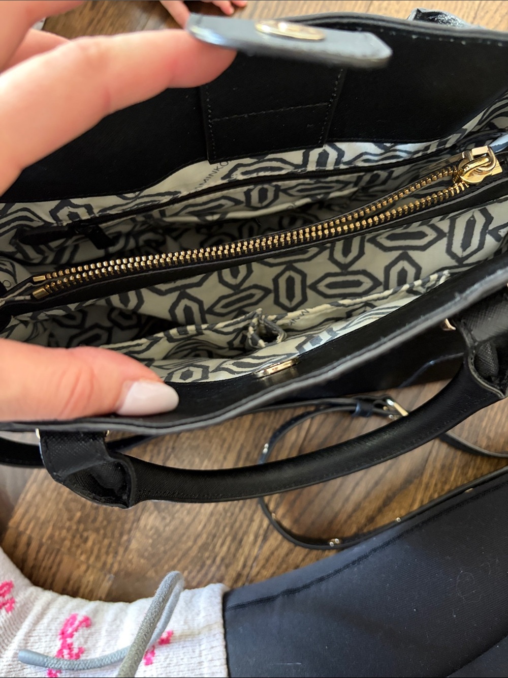 Rebecca Minkoff Black Satchel with Gold Corner Accents - Picture 9 of 10